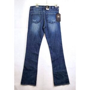 NEW Rock & Republic Jeans Kasandra Bootcut Low Rise Blue Rhinestones Size 8